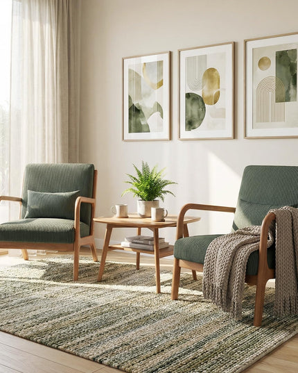 Giantex Modern Corduroy Upholstered Lounge Chair with Rubber Wood Armrests