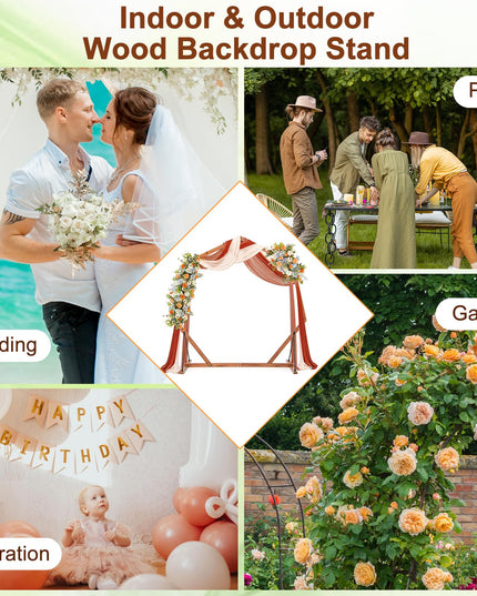 Giantex 7 FT Heptagon Solid Wood Arbor for Wedding Backdrop Stand