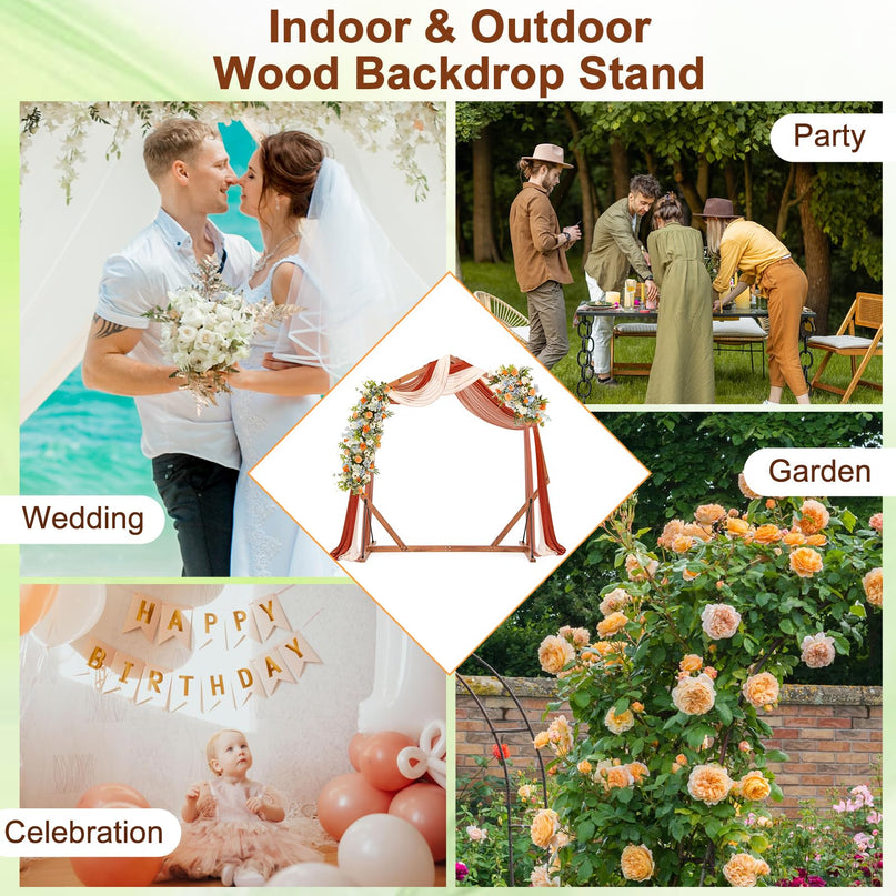 Giantex 7 FT Heptagon Solid Wood Arbor for Wedding Backdrop Stand