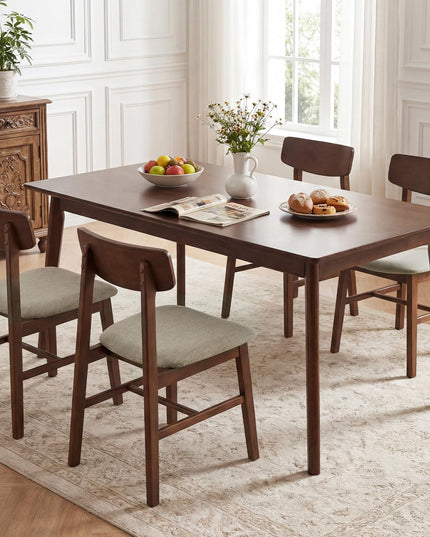 Giantex Solid Rubber Wood Dining Room Chairs with Curved Backrest