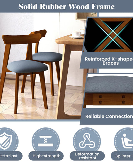 Giantex Wooden Dining Chairs Set, Mid-Century Kitchen Chairs w/Padded Seat & Curved Backrest