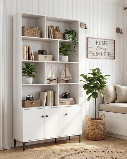 Giantex 68.5" Tall Bookcases and Bookshelves with 2 Doors (35.5" x 12" x 68.5")