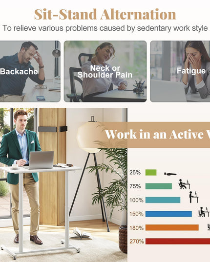 Giantex Mobile Standing Desk with Wheels & Aluminum Frame