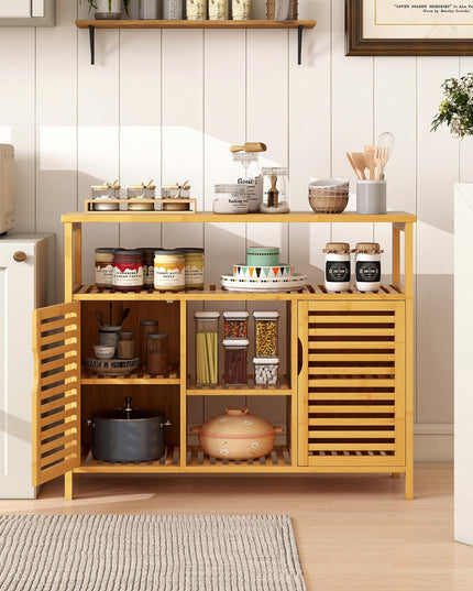 Giantex Bamboo Bathroom Storage Cabinet for Living Room Entryway Kitchen Dining Room