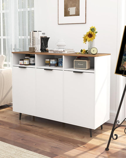 Giantex Sideboard Cabinet - 47” Buffet Cabinet with Storage Compartments, Countertop