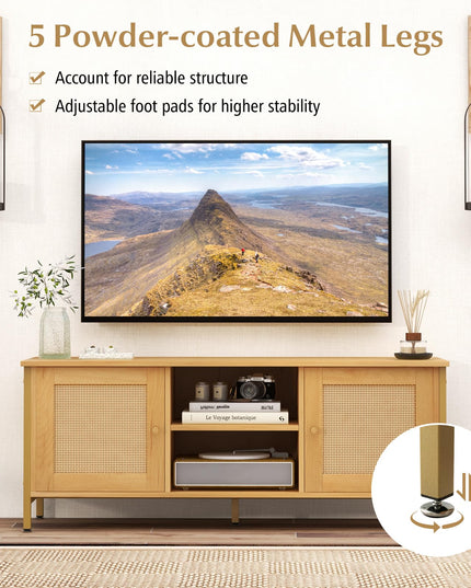 Giantex TV Stand for TVs up to 55'' - Farmhouse Entertainment Center with 2 Cabinets, Storage Shelves