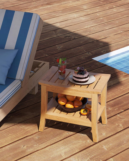 Teak Shower Bench with Shelf