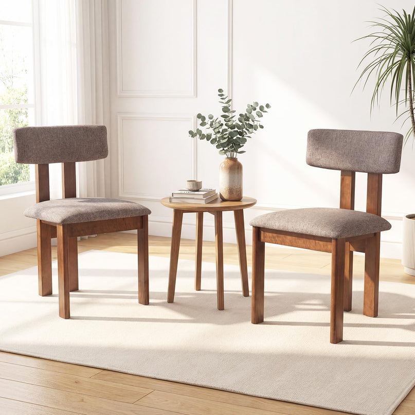 Giantex Upholstered Kitchen Dining Chairs with Curved Backrest