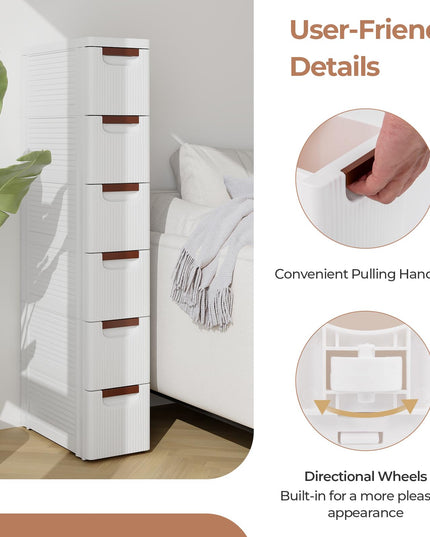 Giantex Storage Cart, Narrow Plastic Dresser, Rolling Organizer Cart for Office Classroom Bedroom