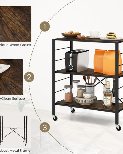 Giantex Folding Bookshelf with Wheels