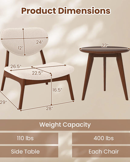 Giantex Accent Chairs Set of 2 with Side Table for Bedroom