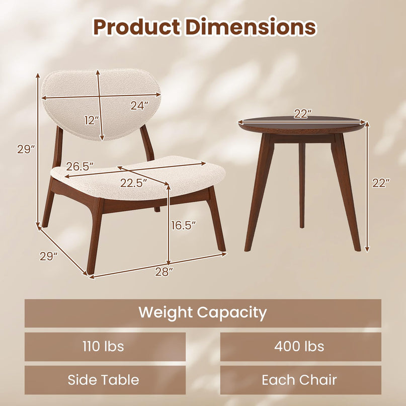 Giantex Accent Chairs Set of 2 with Side Table for Bedroom