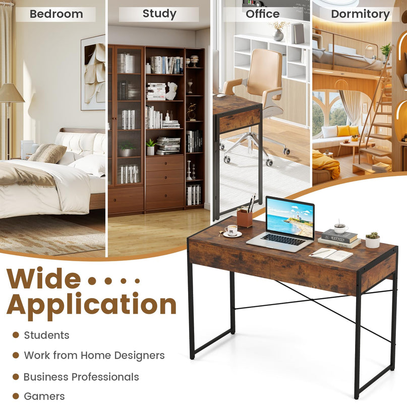 Giantex 44 Inch Home Office Desk with Anti-Toppling Device & Metal Frame