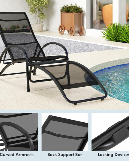 Giantex 2-in-1 Outdoor Rocking Chair, Convertible Lounge Chair with 4-Position Adjustable Backrest