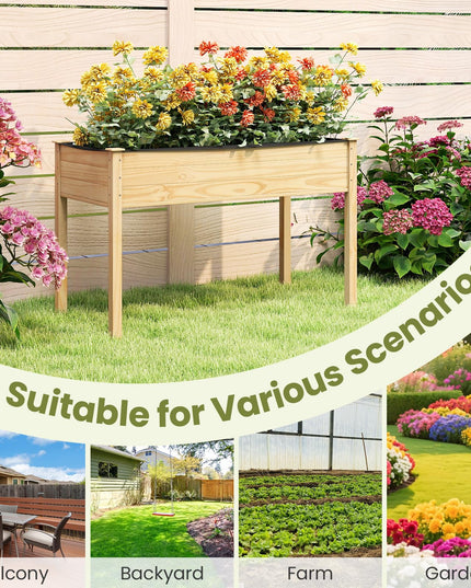 Jardinière surélevée en bois Giantex avec doublure (119 x 58 x 76 cm)