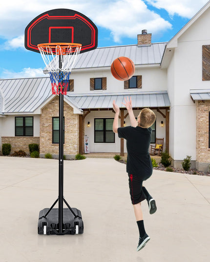 Giantex Portable Basketball Hoop Outdoor, 5.1-6.9Ft Height-Adjustable Basketball Goal System Indoor w/Shatterproof Backboard