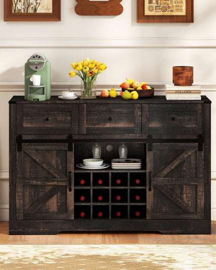 Giantex Wine Bar Cabinet with LED Lights 52" Buffet Sideboard