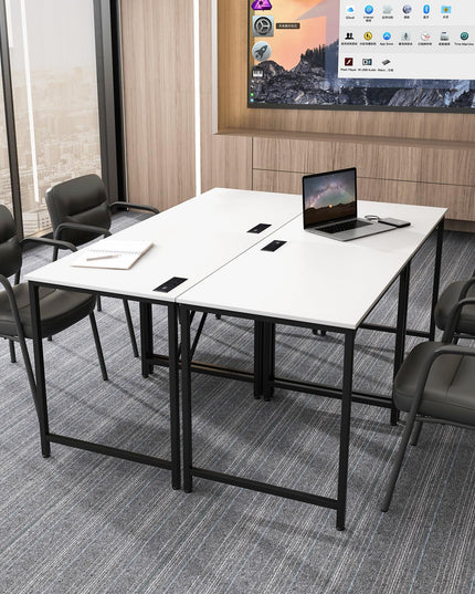 Giantex Conference Table with Charging Station, 2/4/6 PCS 32" x 24" Rectangular Meeting Room Desk with Storage Bag & Hook