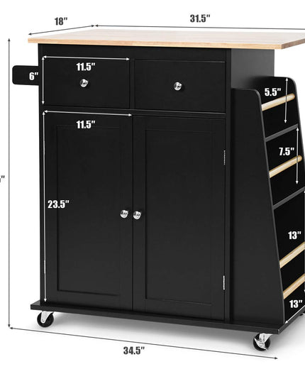 Giantex Kitchen Island Cart, Rolling Wood Trolley with Storage Cabinet