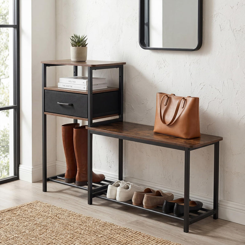 Giantex 3-Tier Shoe Storage Bench with Drawer & Metal Frame