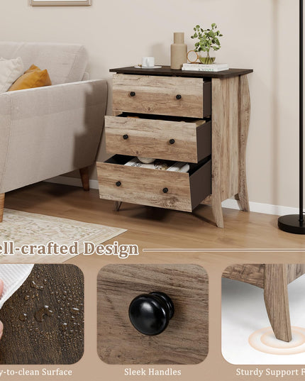 Giantex Storage Cabinet with Foldable & Detachable Fabric Drawers, Anti-Tipping Kit, 26.5” x 15” x 30” Farmhouse Floor Cabinet