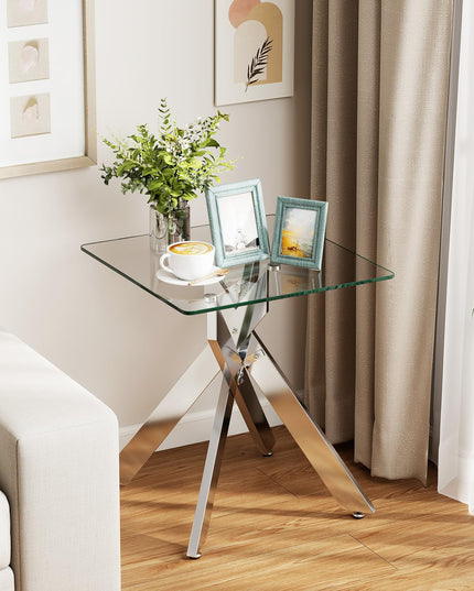 Giantex Table d'appoint carrée en verre pour canapé（1/2）