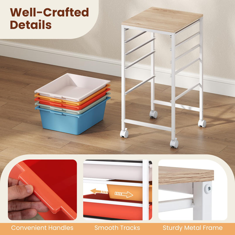 Giantex Rolling Storage Cart with 5 Drawers Utility Cart（25"H）
