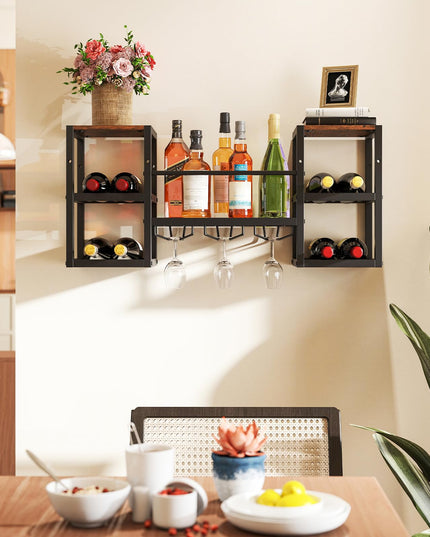 Giantex Wine Rack Wall Mounted with 3 Glass Holders