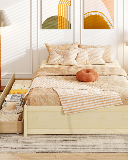 Giantex Full Size Bed Frame with 2 Storage Drawers