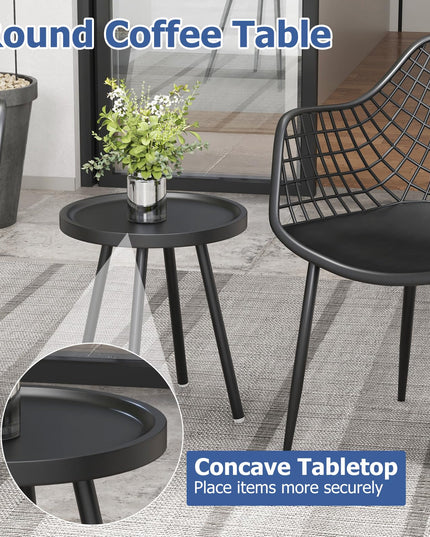 Giantex 3 Piece Patio Furniture Set, Outdoor Bistro Table and Chairs Set of 2, PP Seat & Metal Legs