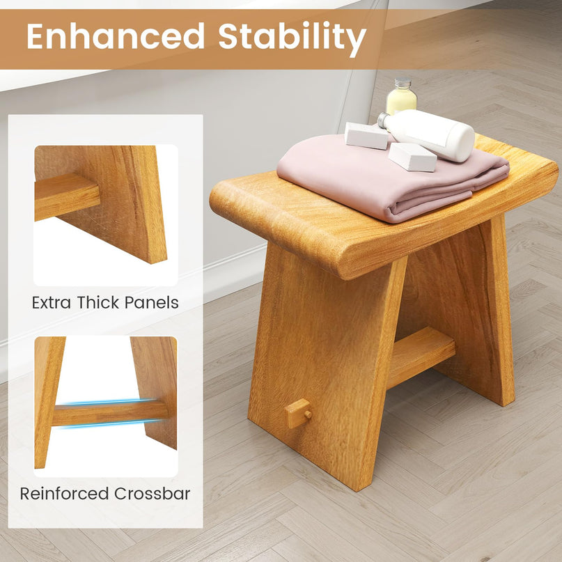 Giantex Teak Shower Bench Stool for Bathroom