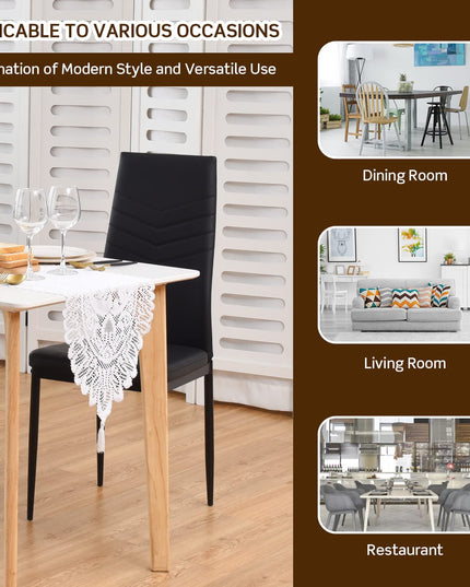 4 Dining Chairs, High Back Dining Side Chairs w/PVC Leather & Non-Slip Feet Pads