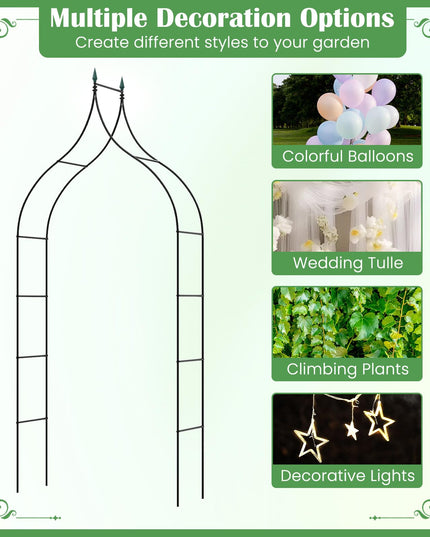 Giantex Metal Garden Arbor Wedding Arch, 9.5 FT Wedding Arbor for Ceremony, Pergola Arbor for Climbing Plant Roses Vines