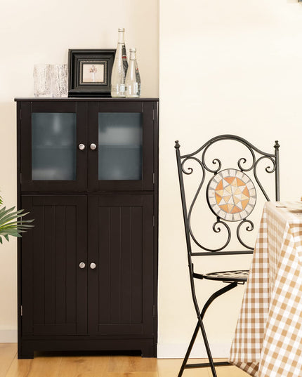 Giantex Storage Cabinet with Doors - Bathroom Floor Cabinet, Freestanding Tall Cabinet