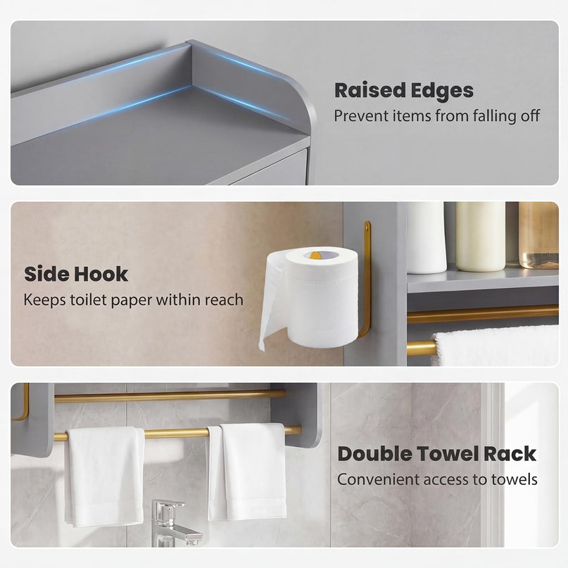 Giantex Bathroom Wall Mounted Medicine Cabinet w/Towel Bars & Toilet Paper Holder