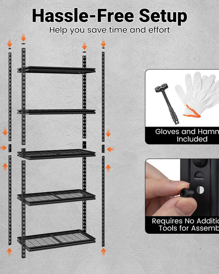 Giantex 5-Tier Metal Storage Shelves Heavy Duty Garage Shelving Units(36" L x 18" W x 72" H)