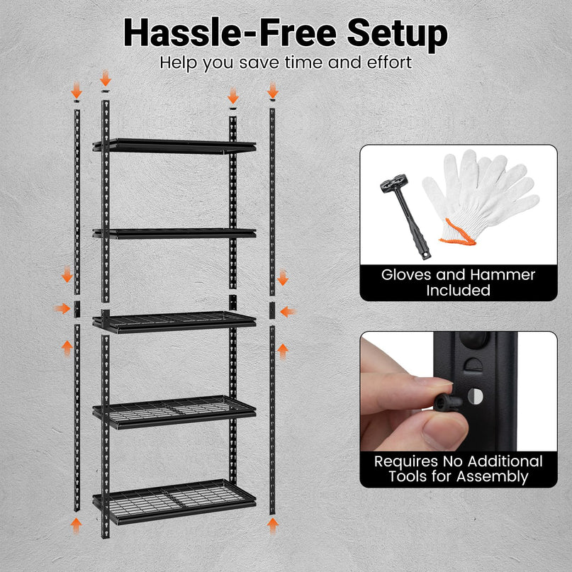 Giantex 5-Tier Metal Storage Shelves Heavy Duty Garage Shelving Units(36" L x 18" W x 72" H)