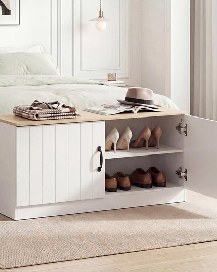 Giantex 2-Door Shoe Storage Bench with Storage & Adjustable Shelves 300 lbs Max Load