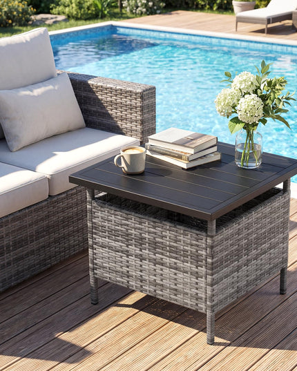 Giantex Outdoor Side Table with 2" Umbrella Hole