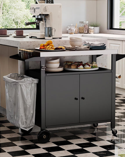 Giantex Outdoor Grill Cart with Stainless Steel Tabletop & Storage Cabinet