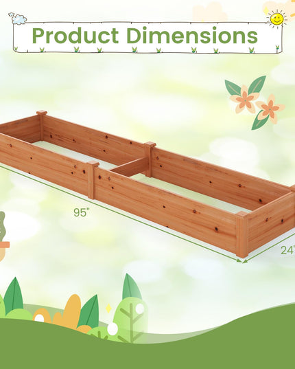 GIANTEX 95" Wooden Raised Garden Bed, Rectangular Planter Box(95” x 24” x 10”)