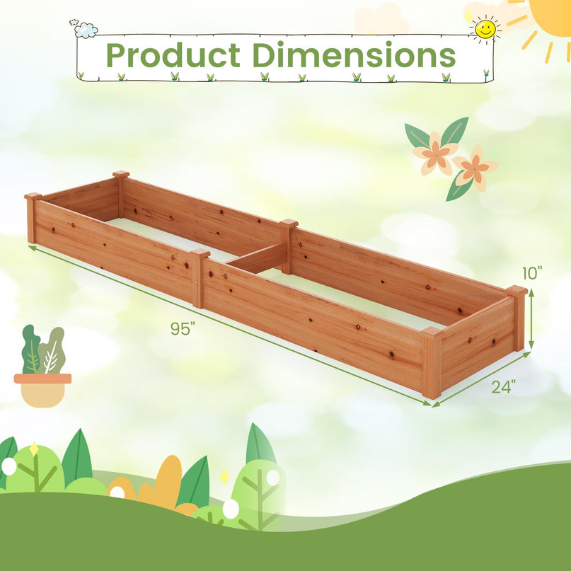 GIANTEX 95" Wooden Raised Garden Bed, Rectangular Planter Box(95” x 24” x 10”)