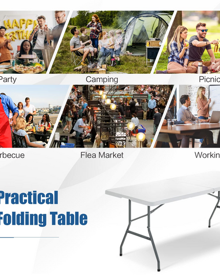 No Assembly  6FT Portable Foldable Tables for Party Camping BBQ