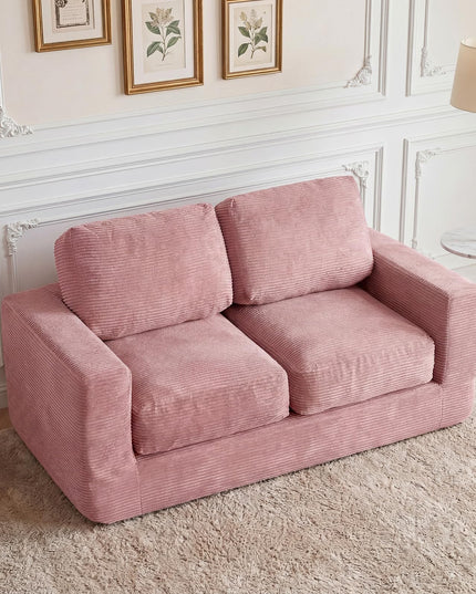 Giantex 2-Seater Floor Couch | Loveseat Foam Sofa with Removable Corduroy Cover