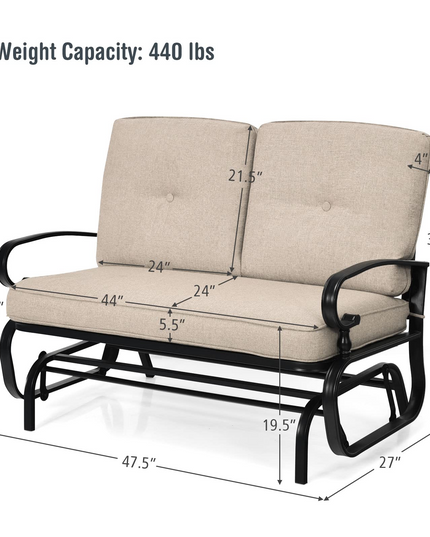 Giantex Outdoor Glider Bench Patio Loveseat with Cushions