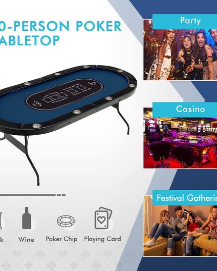 10 Players Poker Table with Cup Holder - Giantex