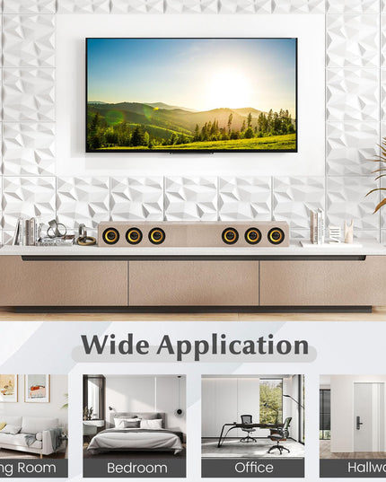 Giantex 12"x12" White PVC Decorative Wall Tiles with Diamond Pattern | 50/100 Pack 3D Wall Panels