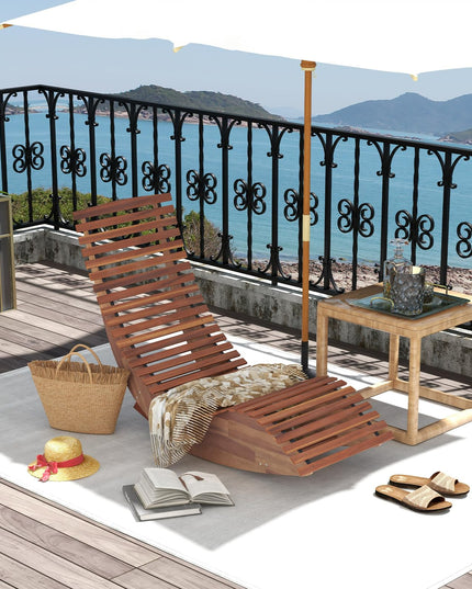 Giantex Outdoor Chaise Lounge Chair - Acacia Wood Outdoor Lounger, Patio Lounge Chair with Slatted Design