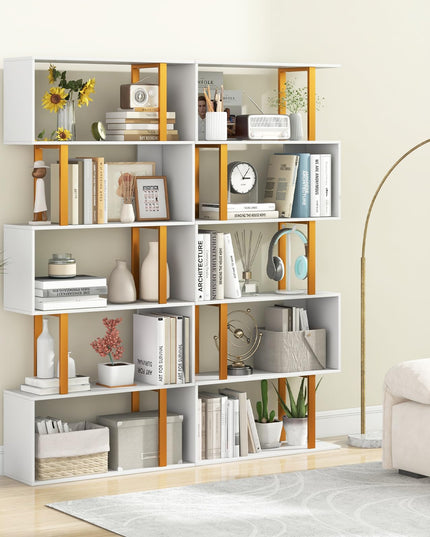 Giantex 5-Tier Geometric Bookcase Freestanding Display Shelf Rack
