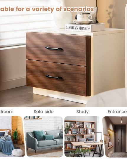 Giantex Modern Nightstand Set of 2 with 2 Drawers